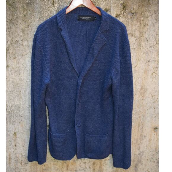 The Men’s Store at Bloomingdale’s Wool Blend Knit Blazer Cardigan Navy Blue M - Picture 1 of 3